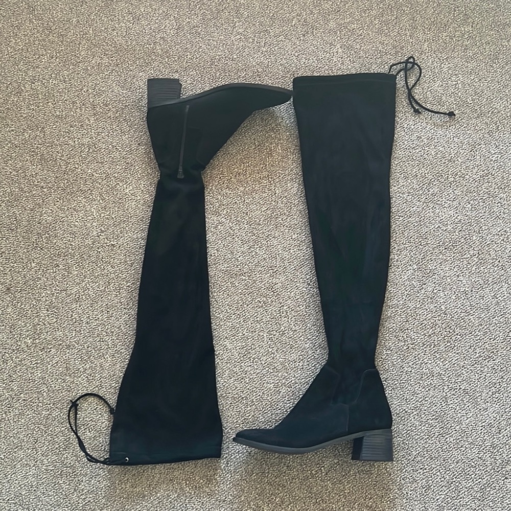 Free People Thigh High Black Suede Boots
